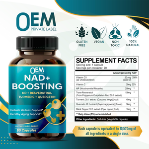 Capsule OEM per il Potenziamento di NAD+ Formula Avanzata 7-in-1 con NR, Resveratrolo e <span class=keywords><strong>Quercetina</strong></span> per il Supporto della Vitalità Cellulare - Product Image 4