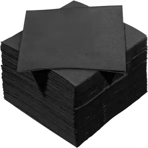 300 Count Black Beverage Napkins Disposable 1-Ply For Cocktail