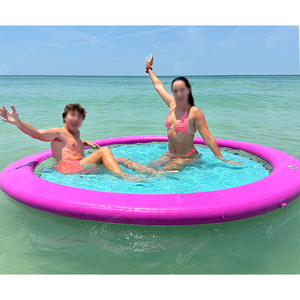<span class=keywords><strong>Meilleur</strong></span> rapport qualité-prix : Plateforme flottante ronde <span class=keywords><strong>gonflable</strong></span> 8/10FT Sunchill avec <span class=keywords><strong>hamac</strong></span> aquatique à mailles pour fêtes d'été en famille - Product Image 2