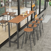 Table de bar haute moderne en WPC et métal pour extérieur, anti-corrosion, pour balcon, cour, salon de thé, café