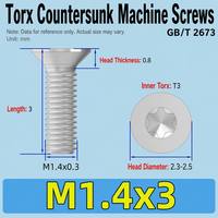 Sekrup Mesin Kepala Datar Torx Baja Tahan Karat 304 M1.4-M12, Baut Countersunk Star Drive untuk Mesin Presisi