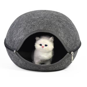 Design interativo removível redondo feltro lã gato cavernas lã macia feltro gato cão casa pet home pet cama cavernas