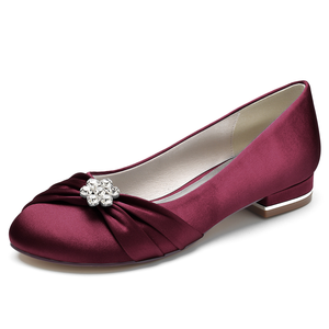 Chaussures simples en satin à talon carré léger style français pour femmes avec décoration en strass, pantoufles respirantes recyclables et lisses - Product Image 6