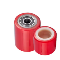 Roues de rechange pour transpalette manuel, rouleaux en fonte rouge et noir, roulettes en caoutchouc PU, volant en nylon 80*70mm 180*50mm 2000-3000kg
