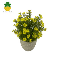 Fleurs Artificielles 22cm Jaunes Gypsophiles en Pot, Têtes de Fleurs en Mousse Écologiques pour la Maison, Halloween, la Saint-Valentin