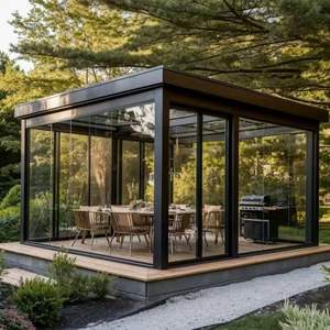 Pergola Bioclimatique Motorisée en Aluminium avec Portes Coulissantes en Verre Étanche Pavillon de Jardin <span class=keywords><strong>Extérieur</strong></span> Saison <span class=keywords><strong>Véranda</strong></span> Dessus Modulable - Product Image 1