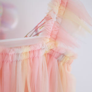 키즈 나비 날개 원피스 1-7T 어린이 무지개 소녀 투투 원피스 2024 어린이 넥타이 염색 공주 원피스 무지개 유아 여름 프록 - Product Image 5