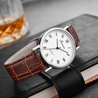 Jam Tangan Pria Gaya Retro Kulit PU untuk Pria Grosir Pabrik Jam Quartz Murah Sederhana Hadiah Promosi
