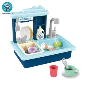 Tempo Toys RTS jugetes Electric Dishwasher Playing Toy Pretend Play Kitchen Toys Set With Faucet Role Play Pretend Play