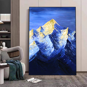 Le <span class=keywords><strong>Pareti</strong></span> del Soggiorno Sono Decorate <span class=keywords><strong>con</strong></span> Grandi Opere d'Arte Dipinte a Mano, Arte Murale 3D Originale in Foglia d'Oro Realizzata a Mano, Dipinti a Olio - Product Image 2