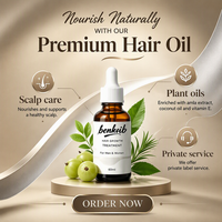 Minyak Pertumbuhan Rambut Herbal 60ml Amla Kelapa Vitamin E Perawatan Kulit Kepala dengan Pipet untuk Pria Wanita Label Pribadi