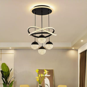 Modern LED Dining Room Chandelier, Minimalist <b>Kitchen</b> Hanging Light, LED Chandelier with Remote Control & Adjustable Height - Product Image 2