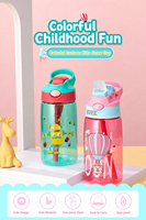 Niedliche Bedruckte BPA-freie Wiederverwendbare Sport-Trinkflasche mit Entenschnabel-Becher und Strohhalm aus Kunststoff für Kinder