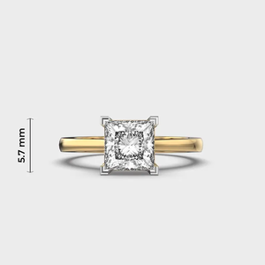 Bague de fiançailles en diamant de laboratoire 1CT Princess, or 14 carats, solitaire, bijoux fins, bague élégante et luxueuse - Product Image 3