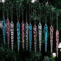 Pendentifs en acrylique transparents en forme de glaçon pour Noël, décorations d'arbre et décorations de fêtes, style européen et américain