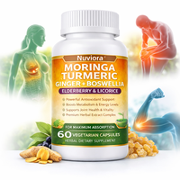 Complément Alimentaire Herbal Moringa Curcuma Gingembre Boswellia Capsules Soutien Immunitaire Antioxydant Énergie Soutien Énergétique Sureau Réglisse 60