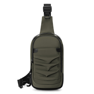 Custom Wholesale Men's <b>Chest</b> Bag Waterproof Nylon Cloth Messenger Bag with Pleats Decoration - Product Image 5