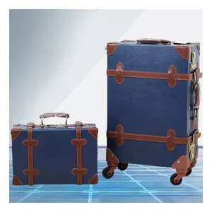 PU Leather Classical Carry Suitcase 360 Rolling Upright Trolley Trunk Luggage Bag Set