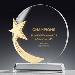 Trophée en cristal - Verre taillé de qualité supérieure avec accents métalliques - Décoration de bureau élégante, récompense de reconnaissance, <span class=keywords><strong>design</strong></span> moderne - Product Image 1