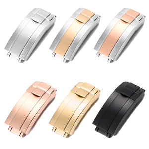 Hebilla de Reloj Ajustable de Lujo de 16 mm, Compatible con <span class=keywords><strong>Rolx</strong></span>, Plateada Cepillada, para Relojes de Acero Inoxidable con Cierre Desplegable - Product Image 2