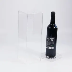 Özel Logo lüks perspex xo şarap şişesi kutuları akrilik şampanya şişesi kutusu düğün parti akrilik viski şişe kutusu