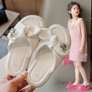 2024 été nouveauté filles mode bout ouvert nœud princesse un fil <span class=keywords><strong>sandales</strong></span> <span class=keywords><strong>petite</strong></span> <span class=keywords><strong>fille</strong></span> vêtements d'extérieur plage pantoufles - Product Image 4