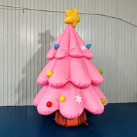 Arbre de Noël gonflable géant Longgang avec étoile en sommet, ornements colorés pour la décoration extérieure des événements et des fêtes