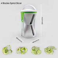 Éplucheur de légumes et de fruits, coupe-légumes en spirale, spiraliseur, outil de cuisine, lames en acier inoxydable manuelles, portable, multifonction