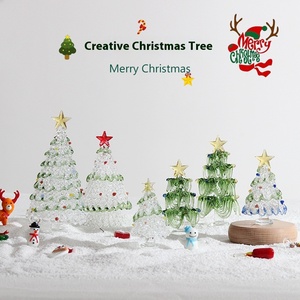 Hecho a mano pequeño Mini árbol de Navidad luces decorativas artesanías de vidrio adornos de escritorio regalos de navidad - Product Image 2