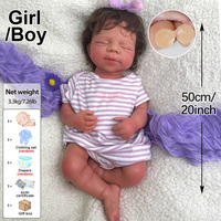 Commande en gros – Poupée Reborn en silicone de 20 pouces, peinte à la main, toucher réaliste, platine, endormie, pour collectionneurs et revendeurs