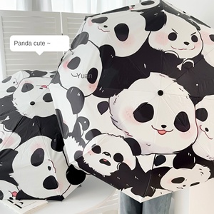 Paraguas Plegable Portátil Ultraligero de Doble Uso, Protección UV, Contra Sol y Lluvia, de Goma Negra con Diseño de Panda para Mujer - Product Image 3