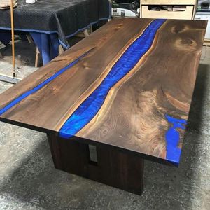 Mesa de Bar de madera hecha a mano de diseño moderno de lujo elegante mesa de Río de resina epoxi para Bar Hotel - Product Image 4