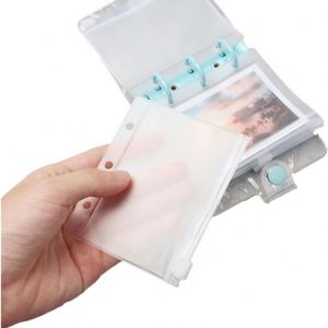 Mini 3 Holes Zipper Envelope Pouch Frosted Clear PVC Bag Loose Leaf A9 <b>Journal</b> <b>Planner</b> Binder Refills Zip Pocket - Product Image 1