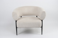 Fauteuil barillet en velours beige, fauteuil de loisirs moderne avec pieds en métal noir pour la maison, l'extérieur et la décoration de villa