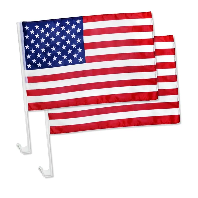Logo de décoration de football personnalisé bon marché événement de football drapeau américain de fenêtre de voiture américaine avec impression numérique