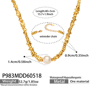 Collier de perles d'imitation irrégulières, bijoux élégants faits à la main pour femmes - Product Image 6