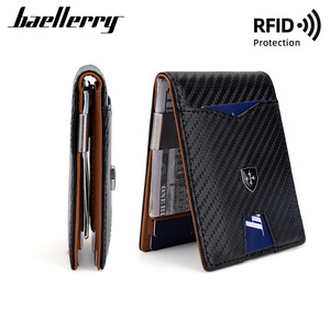 Baellerry Men's Card Holder Carbon Fiber <b>RFID</b> Protection Thin <b>Wallet</b> For Credit Cards Everyday Use - Product Image 4