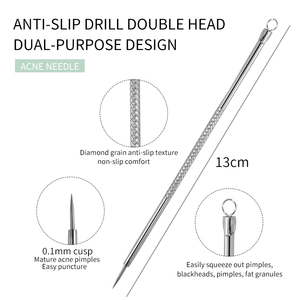 LMLTOP Private Label Double-End Stainless Steel Acne Needle B0745 Nose Head Hands Remover <strong>Blackhead</strong> Pimple Skin Care <strong>Extractor</strong> - Product Image 4