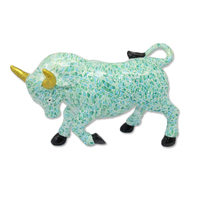 Patung Sapi Mosaik Resin Warna-warni Dekorasi Rumah Kustom Grosir Patung Sapi Spanyol