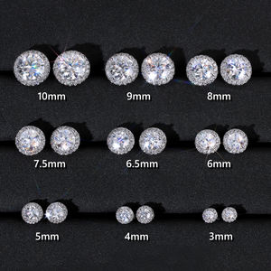 Envío Gratis, Pendientes de Plata de Ley 925 con Diamantes de Laboratorio Halo de 1.0CT y 2.0CT, Oro Blanco Vermeil, Joyería para Hombre y Mujer, VVS GRA, Moissanita - Product Image 2