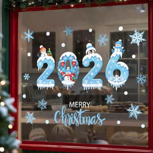 Autocollants géants réutilisables pour fenêtres de joyeux Noël autocollants décoratifs statiques et étanches PVC Kawaii décalcomanies de vacances - Product Image 1