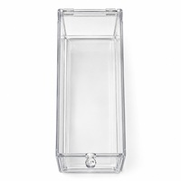 Boîte de rangement en acrylique transparente personnalisée avec bouton et couvercle rabattable