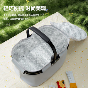 Cooler Bag Large Capacity Foldable Insulated Keep Cold Portable Outdoor Camping Lunch Bag Grey Lightweight Easy To Carry - Product Image 1