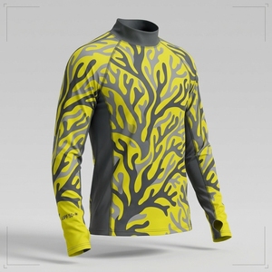 Camisa de Pesca de Manga Larga para Hombre, Amarillo Gris, Estampado por Sublimación, Protección Solar UPF 50, Secado Rápido, Cuello Alto, 100% Poliéster - Product Image 2