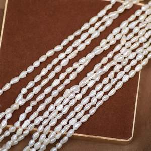 Perles de culture d'eau douce Keshi naturelles de Zhuji, non nucléaires, baroques, irrégulières, blanches, semi-finies, pour collier femme, vente en gros DIY - Product Image 1