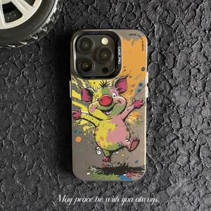 Coque de téléphone créative avec impression de dessins animés et graffiti, compatible avec iPhone 16 15 Pro Max, bord plaqué argent, coque arrière antichoc - Product Image 2