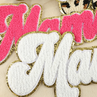 Patch brodé pailleté pour la Fête des Mères, lettres thermocollantes « Mama » en chenille pour vêtements