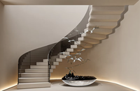 Cadre en acier durable d'escalier incurvé moderne avec le matériel en bois d'étape pour les villas élégantes d'appartements