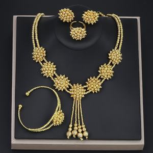 JXX Custom OEM/ODM Service 24K Gold Plated Bead Bride Wedding 4pcs Jewelry <b>Set</b> for Women <b>Men</b> - Product Image 1