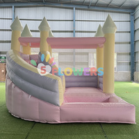 Château gonflable pour enfants, équipement de location pour fêtes en gros, château gonflable extérieur, pastel, Castillo Inflable, avec toboggan